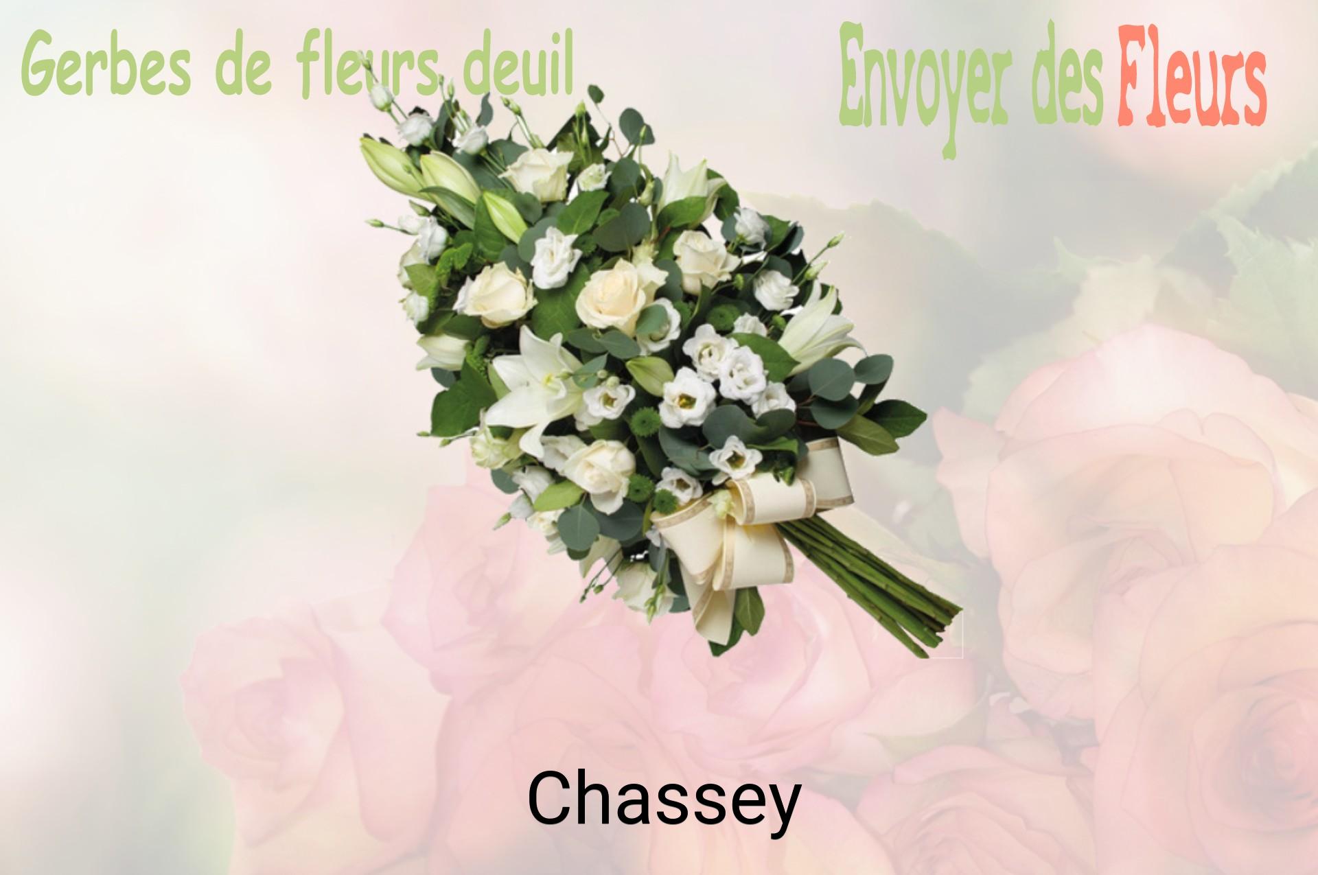 Gerbe de fleurs de deuil livrée à Chassey
